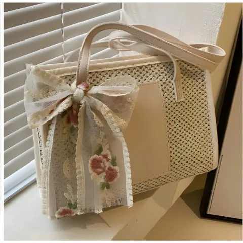 Fashionable Knitted Flower Design Scarf Shoulder Bag